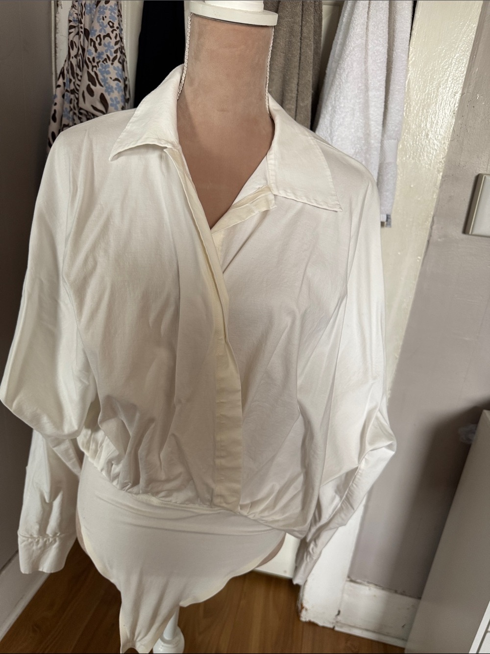 Reformation White Button-Down Collared Blouse